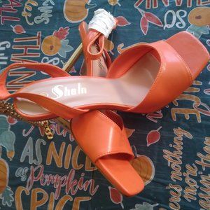 Orange Heeled Sandals